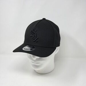 New Era Chicago White Sox Black Out Logo 9FORTY A-Frame Snapback Hat Cap M Crown